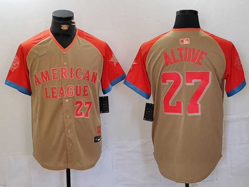 Mens Houston Astros #27 Jose Altuve Number Cream 2024 All Star Limited Stitched Jersey